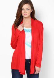 Harpa Red Solid Shrug Women