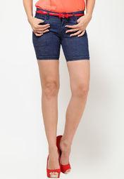 Harpa Solid Blue Shorts women