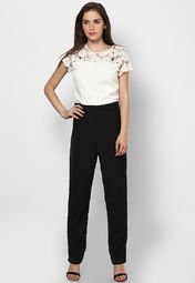 Harpa White Solid Jump Suit Women