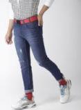 Harvard Blue Skinny Fit Mid Rise Mildly Distressed Stretchable Jeans Women