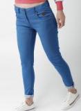 Harvard Blue Skinny Fit Solid Regular Trousers Women