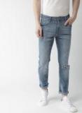 Harvard Blue Slim Tapered Fit Mid Rise Slash Knee Stretchable Jeans Women