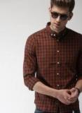 Harvard Brown Regular Fit Checked Casual Shirt Men