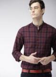 Harvard Maroon & Navy Blue Regular Fit Checked Casual Shirt Men