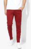 Harvard Maroon Solid Slim Fit Track Pants Men