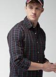 Harvard Men Blue & Grey Slim Fit Checked Casual Shirt