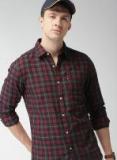 Harvard Men Navy & Brown Slim Fit Checked Casual Shirt