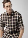 Harvard Navy & Brown Slim Fit Checked Casual Shirt Men