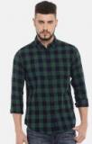 Harvard Navy Blue & Green Regular Fit Checked Casual Shirt Men