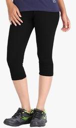 Hbhwear Black Solid Plain Capri Women