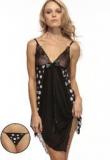 Heart 2 Heart Black Asymmetric Printed Babydoll With Thong women