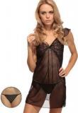 Heart 2 Heart Black Sheer Babydoll With Matching Thong Women