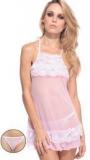 Heart 2 Heart Light Pink Sheer Babydoll With Matching Thong Women