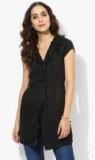 Heather Hues Black Solid Summer Jacket Women