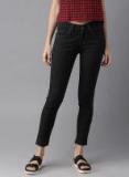 Here&now Black Skinny Fit Mid Rise Ankle Length Clean Look Stretchable Jeans Women