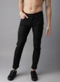 Here&now Black Slim Fit Mid Rise Clean Look Stretchable Jeans Men