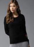 Here&now Black Solid Pullover Women