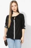 Here&now Black Solid Top Women