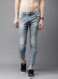 Here&now Blue Ankle Length Mid Rise Skinny Fit Clean Look Jeans Men