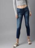 Here&now Blue Skinny Fit Mid Rise Clean Look Stretchable Ankle Length Jeans Women