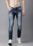 Here&now Blue Skinny Fit Mid Rise Clean Look Stretchable Jeans Men