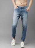 Here&now Blue Slim Fit Mid Rise Clean Look Stretchable Jogger Jeans Men