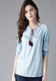 Here&now Blue Solid Blouse Women