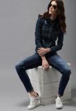 Here&now Blue Solid Denim Jacket Women