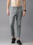 Here&now Grey Slim Fit Solid Regular Trouser Men