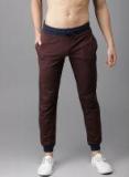 Here&now Maroon Slim Fit Joggers Men