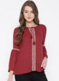 Here&now Maroon Solid Top Women