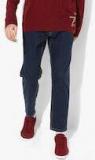 Here&now Navy Blue Regular Fit Mid Rise Clean Look Stretchable Jeans Men