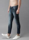 Here&now Navy Skinny Fit Mid Rise Clean Look Stretchable Jeans Men