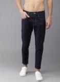 Here&now Navy Slim Fit Mid Rise Clean Look Stretchable Jeans Men