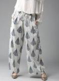 Here&now Off White Printed Palazzo Women