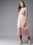 Here&now Pink Printed A Line Kurta Women