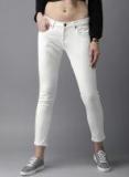 Here&now White Skinny Fit Mid Rise Clean Look Jeans Women