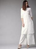 Here&now White Solid Kurta women