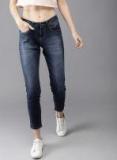 HERE&NOW Women Blue Skinny Fit Mid Rise Clean Look Stretchable Cropped Jeans