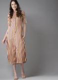 Here&now Yellow & Red Striped Shirt Dress Women