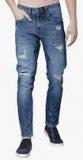 Highlander Blue Tapered Fit Mid Rise Ripped Jeans Men