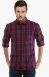 Highlander Maroon Checked Casual Shirt Men