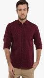 Highlander Maroon Printed Casual Shirt Men