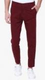 Highlander Maroon Solid Slim Fit Chinos Men