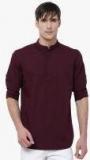 Highlander Maroon Solid Slim Fit Kurta Men