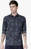 Highlander Navy Blue Comfort Slim Fit Printed Casual Shirt Men