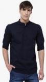 Highlander Navy Blue Solid Slim Fit Kurta Men