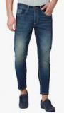 Highlander Navy Blue Washed Mid Rise Slim Fit Jeans Men