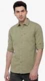 Highlander Olive Solid Casual Shirt Men