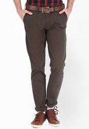 Highlander Solid Brown Chinos Men